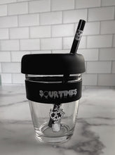 Load image into Gallery viewer, Steamed Skelly Glass Tumbler w/ Skelly Koozie &amp; Limited Edition straw
