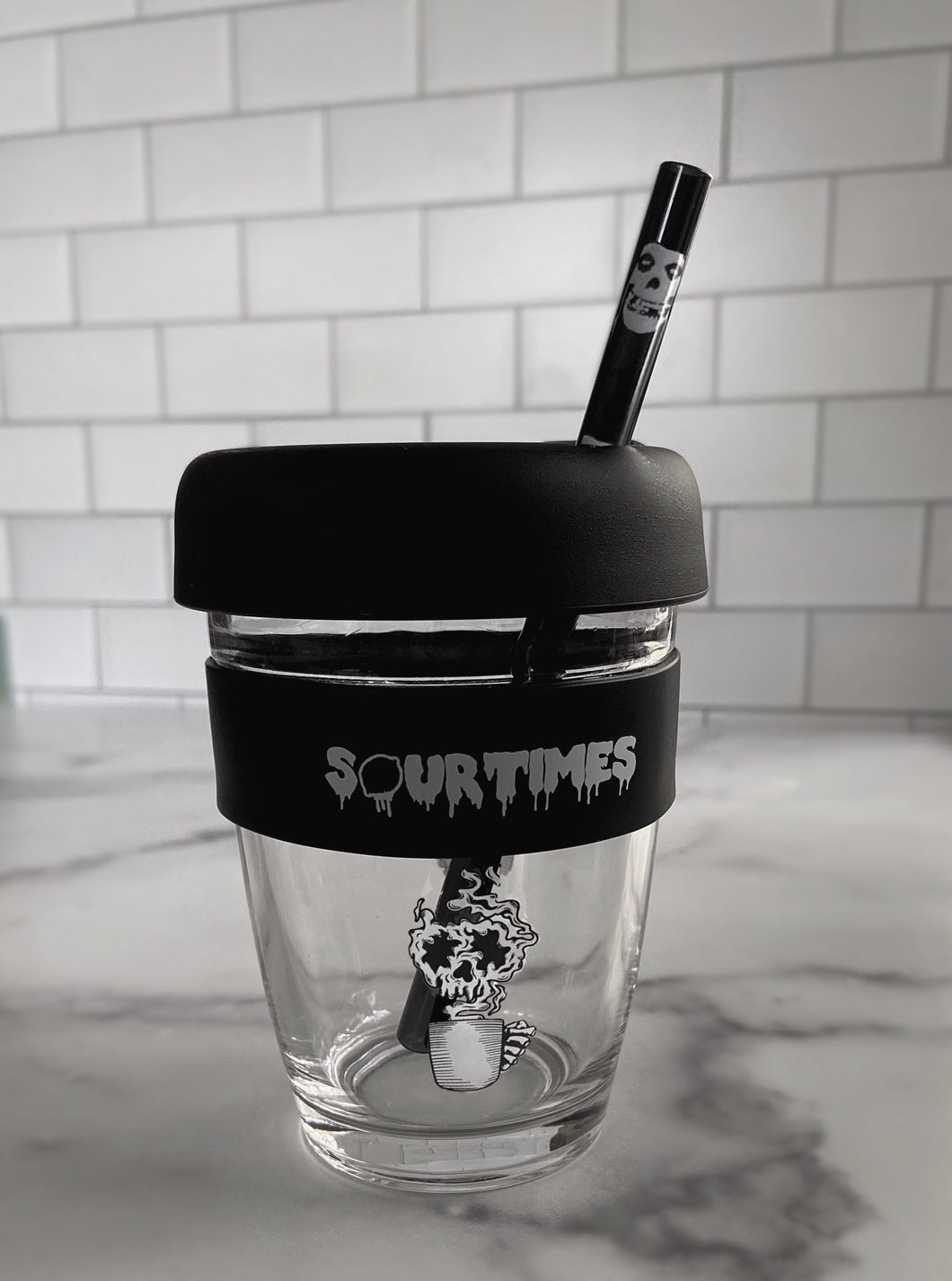 Steamed Skelly Glass Tumbler w/ Skelly Koozie & Limited Edition straw