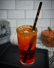 Load image into Gallery viewer, Spooky Jack-o&#39;-lantern black glass straw
