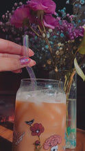 Load and play video in Gallery viewer, Deadly Blooms glass beer cup &amp; straw set
