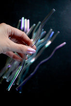 Load image into Gallery viewer, Cyber Love set of 2 iridescent glass straw

