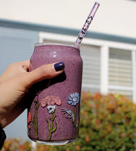 Load image into Gallery viewer, Deadly Blooms glass beer cup &amp; straw set
